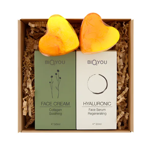 Gift Set — Hyaluronic Acid Face Serum, Collagen Face Cream, Heart-Shaped Soaps - Image 3